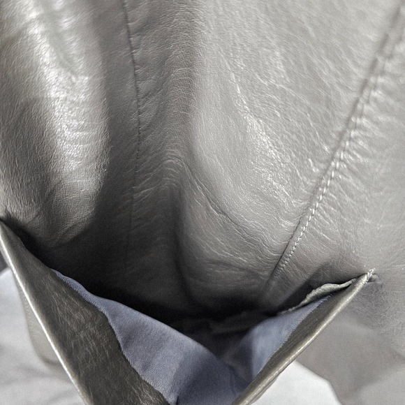 Vintage OLEG CASSINI Jacket Small Gray Genuine Leather Double Breasted 70s 20x29 - Picture 12 of 15